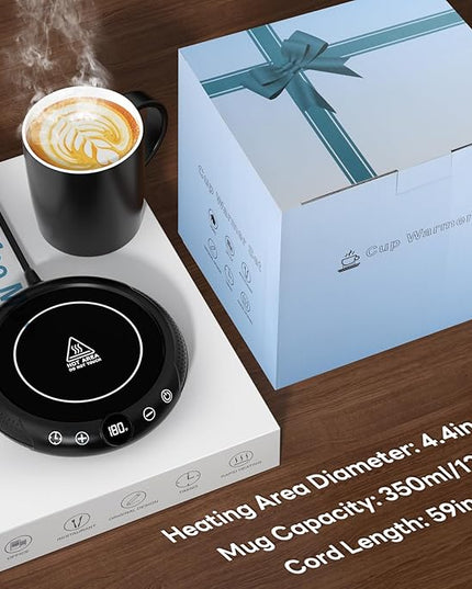 Coffee Mug Warmer with Mug Set - Cup Warmer for Desk Auto Shut Off, Smart Electric Beverage Heater for Coffee, Tea, Water, Milk and Coco, 8 Temperature Settings & 1-12H Timer, Gifts for Coffee Lovers