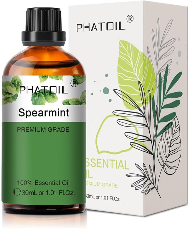 Spearmint 1.01fl.oz Essential Oil, PHATOIL Pure Aromatherapy Oils for Diffuser, Humidifier, Perfect for DIY Soap, Candle, Bath Bombs Making(30ml)