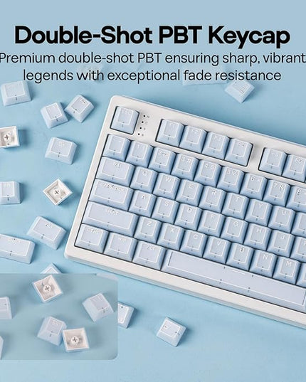 EPOMAKER Creamy Jade PBT Keycaps, 142 Keys, Double Shot, Cherry Profile, 60%/75%/96%/Full Size, Custom Keyboard Keycaps Set for Mechanical Gaming Keyboard (Blue)
