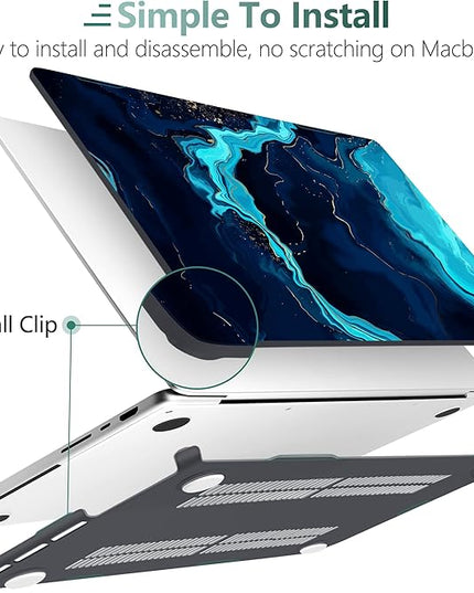DONGKE Case for M5 MacBook Pro 14 inch 2025 2024-2021 M4 M3 M2 M1, Plastic Hard Shell Cover Compatible with A3434 A3112 A3401 A3185 A2992 A2779 A2442, Retina XDR Display & Touch ID, Blue Marble
