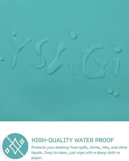 YSAGi Non-Slip Leather Desk Pad, Waterproof Laptop Computer Desk Keyboard Mat, Table Protector Blotter Mat, Large Mouse Pad for Office/Work/Home/Decor(Green Blue, 23.6" x 13.7")