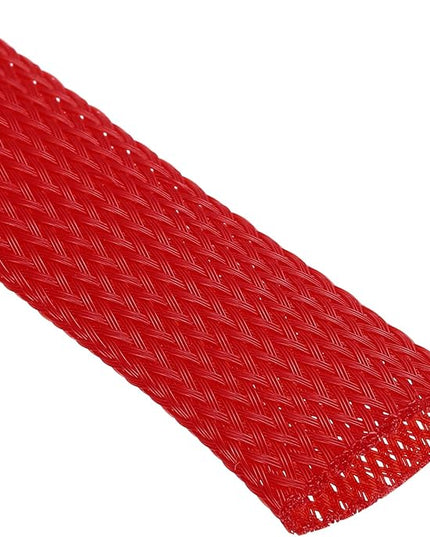 uxcell Expandable Sleeving,1 3/16-inch 25ft Cable Sleeve, Red