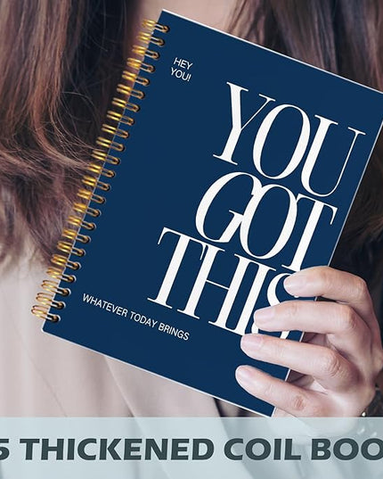 Yhtrg You Got This Inspirational Notebooks Journal, Motivational Spiral Journal Notebook for Women, Dark Blue Motivational Positive Notebooks for Office School Supplies, 5.5x8.3 Inch