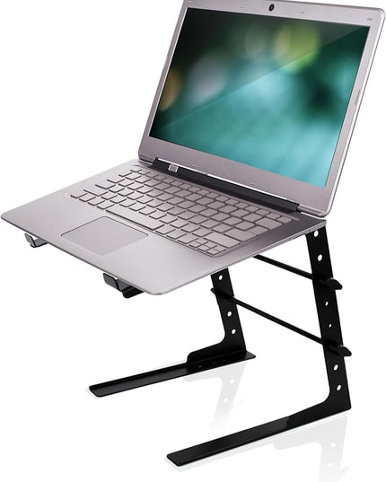 Pyle Portable Adjustable Laptop Stand - Anti-Slip Standing Table Monitor or Computer Desk Workstation Riser with Level Height Alignment for DJ, PC, Gaming, Home or Office