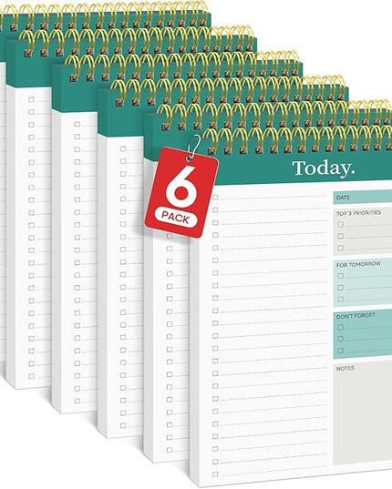 Taja 6 Pack of To Do List Notepad - To Do List Notebook for Work with 52 Sheets, 9.8" x 6.5", Undated Daily Planner Perfect for Daily Tasks and Goal Setting, Notepad Suitable for Office, Home & School - Greenery Sway