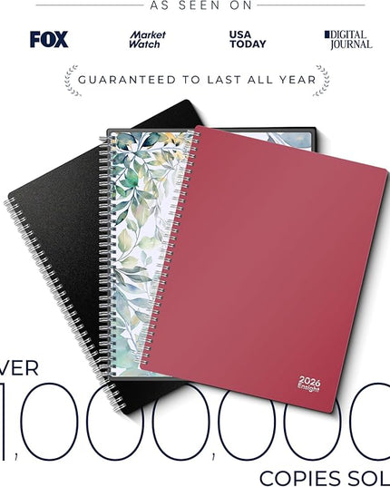 Ensight 2026 Appointment Book and Planner 8.5" x 11" Large Hourly Weekly Daily Schedule Book with Tabs, 15 Minute Time Slots, Maroon Calendar Organizer Jan 2026–Dec 2026 Appointment Planner - Maroon