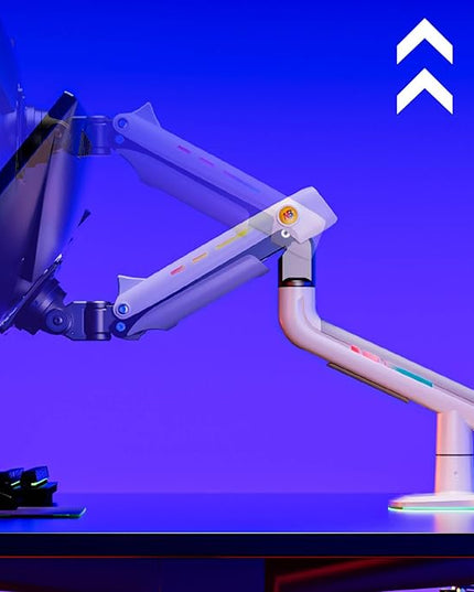 NB Gaming Monitor Arm or for 32 to 60 Inches Screen, Load up to 20 kg, VESA 75/100, RGB-Light, Heavy Duty, Multi Angle Adjustable, Premium Aluminum, White