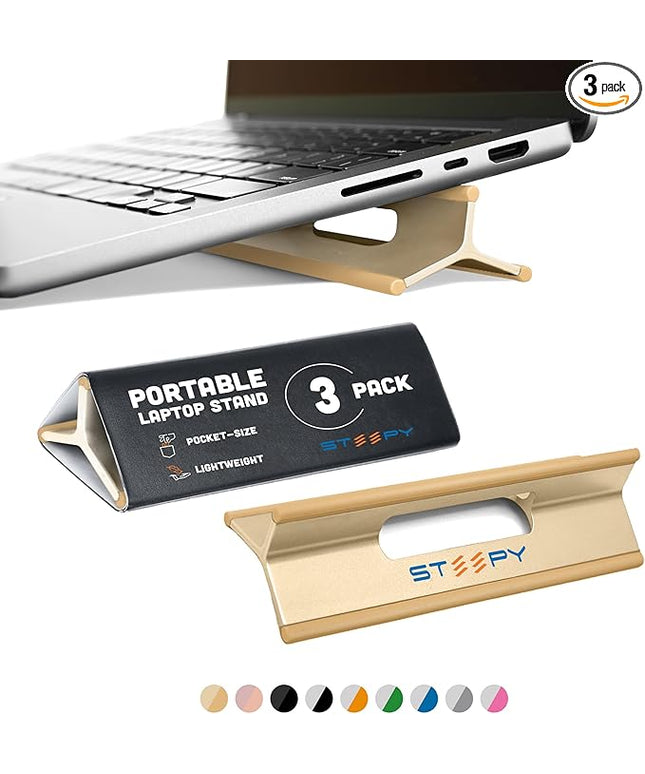 Steepy Portable Laptop Stand for Desk – Adjustable Height, & Portable Laptop Holder – Ergonomic Computer Stand for Cooling & Comfort – Slip-Proof, Sturdy Design – Universal Fit for 13-17 Inch Devices