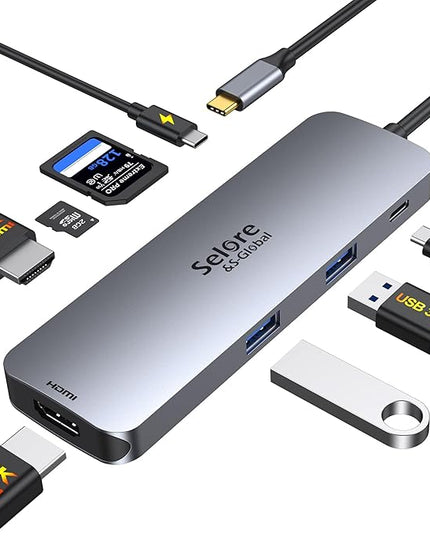 USB C Docking Station Dual HDMI Monitor, USB C to Dual HDMI Adapter with 2HDMI Ports, PD Charging, SD/TF, USB A&C 3.0 Ports, Laptop Docking Station for Dell XPS/HP/Lenovo/Surface/Yoga etc