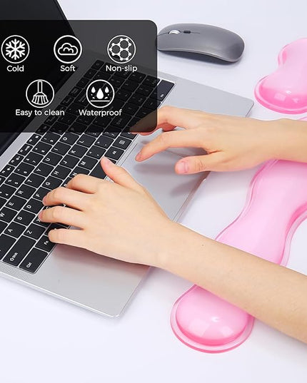 Gel Wrist Rest for Keyboard and Mouse, Wrist Rest for Keyboard, Mouse Wrist Support, Pain Relief, Cool Touch, Non-Skid, Keyboard Wrist pad