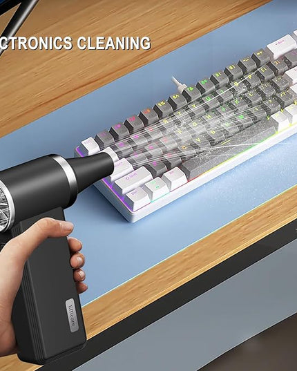 Cordless Electric Air Duster - 180K RPM Brushless Motor, 45W SuperFast Charge, 29.6Wh Rechargeable Battery, 4-Speed Adjustable Dust Blower for PC Cleaning, Electronics, Car & Woodworking, Black