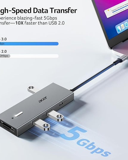 Acer USB C Docking Station Dual Monitor with 2 HDMI, 9-in-1 Laptop Docking Station with 4K@60Hz HDMI, USB A&C 3.0, SD/Micro SD, 100W PD, USB C Dock Compatible with Acer/Dell XPS/HP/Mac/Surface etc