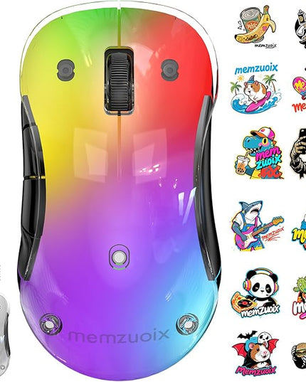 memzuoix 2.4G LED Wireless Mouse, Rechargeable Ergonomic Mouse with Detachable Cover, 1200 DPI Portable Optical Computer Mouse with USB Receiver for Laptop/PC/Desktop/MacBook, 5 Buttons-with Stickers