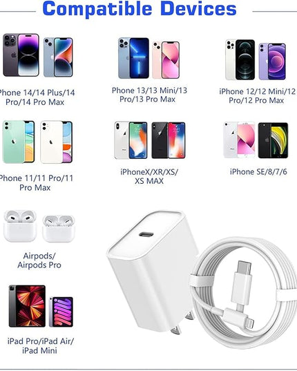 10FT iPhone Fast Charger,[Apple MFi Certified]10Foot Extra Long USB C to Lightning Cable PD Fast Charger iPhone Block Cubes Adapter Quick Charging for iPhone14 Pro Max/14 Plus/13 Pro/Mini/12/11/X,iPad