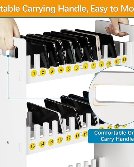 Cell Phone Holder Classroom Cell Phone Storage 3-Tier Multiple Cell Phone Stand Rack with 1-36 Number Stickers PVC Board Mobile Phone Holder Desktop Organizer for Classroom Office