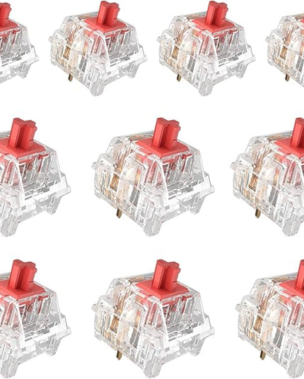 ZhouWang Crystal Red Switch 3 Pin 50gf Pre-Lubricated,Dustproof Linear Switch,Suitable for RGB,Mechanical Gaming Keyboards、MX Mechanical Keyboard(36PCS)