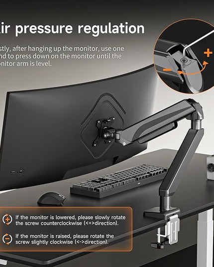 Pholiten Adjustable Rotating arm for Monitor Stand - Supports 1-33lbs Weight, Supports 45 inch Straight screen/49 inch Curved Screen, Compatible with VESA 75x75-100x100mm Desktop Monitor Mount