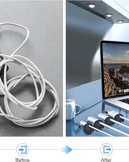 12 Pack Cable Clips, Znben Cord Organizer Holder Adhesive Cable Management Charger Wire Holder Clips for Desk, Home, Office, Car, Cubicle, Nightstand Black