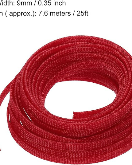 uxcell PET Expandable Sleeving 25ft 1/4" Red Cable Management Sleeve Cord Organizer for Wrap Protect Cable