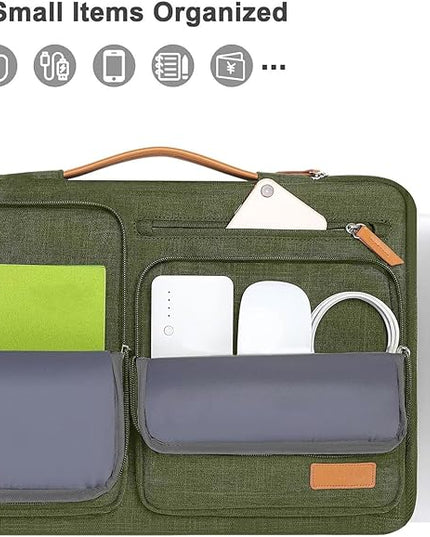 MOSISO 360 Protective Laptop Case 13.3 inch, 13-13.3 inch Laptop Sleeve Compatible with MacBook Air/Pro 13 / Pro 14,HP Dell Acer ASUS,Side Open Carrying Case with 4 Zipper Pockets&Handle, Olive Green