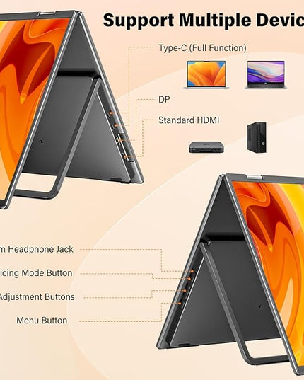 InnoView 18" 2K 100Hz Dual Portable Monitor 100% DCI-P3 Dual Monitor 315°Adjustable Screen Extender for Windows Mac Laptop with Speakers Type-C HDMI DP Foldable 2560x1600 Monitors (No Driver Needed)