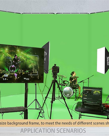 7.87ft x 13.12ft Green Screen Backdrop with Stand, Large Collapsible Green Backdrop with Heavy Duty Stand for Parties, Photography, Video Shooting, Live Streaming, Gaming