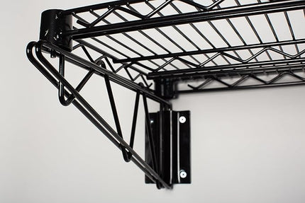 Omega 24" Deep x 72" Wide x 7" High Fixed Black Wall Mount Shelving Kit