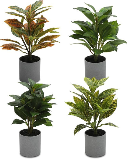 iPreference 4 Pack Mini Potted Fake Plants Artificial Lavender and Campanula Plants for Home Office Desk Room Decoration
