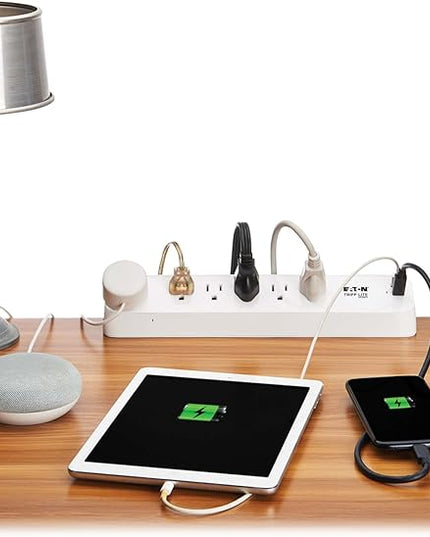 Eaton Tripp Lite Series Desk Clamp Power Strip Surge Protector, 6-Outlets, USB-A & USB-C Charging Ports, 900 Joules, 6ft Flat Extension Cord, Lifetime Manufacturer's Warranty (TLP66UCLAMP)