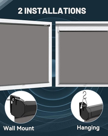RAUBAY Retractable Pull Down Grey Screen Backdrop - 78.7" x 86.6" Collapsible Wall-Mount Background for Professional Video Production, Photography, TikTok and Video Conferencing
