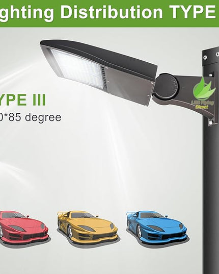 LED Flying Direct 150W LED Shoebox Lights, 20KV Surge Protector LED Parking Lot Area Lights, 450W MH Equiv. LED Street Road Lamps with Direct Arms Mount, 1-10V Dim DLC UL 5000K 100-277VAC