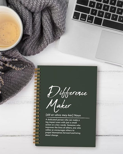 OXW Difference Maker Gift Notebook Journal, Office Notebook for Work, Thank You Gifts for Leader Mentor Boss, Leadership Gifts Journal, Dark Gren Spiral Notebook 5.5 x 8.3