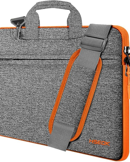 Hseok Laptop Shoulder Bag 15 15.6 16 Inch Briefcase, Compatible With MacBook Pro 16'' 2025-2019 M4 M3 M2 M1, Mac 15.4", XPS 15 and Most 15-16'' Notebooks, Spill-Resistant Handbag, Dark Gray&Orange