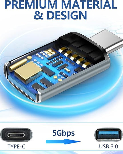 USB C OTG Adapter Set - [2X Type C Female to USB A Male + 2X USB C Male to A Female] - Compatible with iPhone 15/14/13/12 Pro Max, AirPods Pro 2, Apple Watch, iPad Pro, Samsung S23/S22, PS5