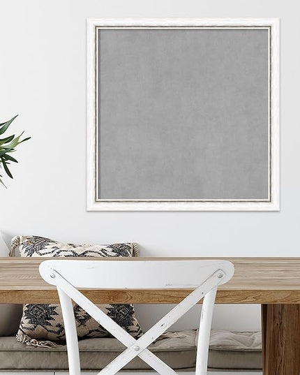 Amanti Art White Framed Magnetic Board 22x22 Medium Vision Board for use with Magnets, 100% Metal Sheet to Display Items as Office Decor or for Home Organization in mudroom, Kitchen or Kids Room