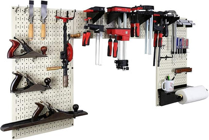 Wall Control Woodworking Tool Storage Organization Kit - Lazy Guy DIY Edition Wood Working Tool Supply Organizer for Do-It-Yourself Woodworkers and Makers (Beige Pegboard)