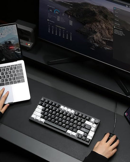 YUNZII AL80 Wireless Mechanical Keyboard,Full Aluminum CNC, Smart LCD Display,Hot Swappable Gasket Mount 75% Layout with Knob,BT/2.4G/USB-C,QMK/VIA Support for Win/Mac (Black, Gateron Zero Switch)