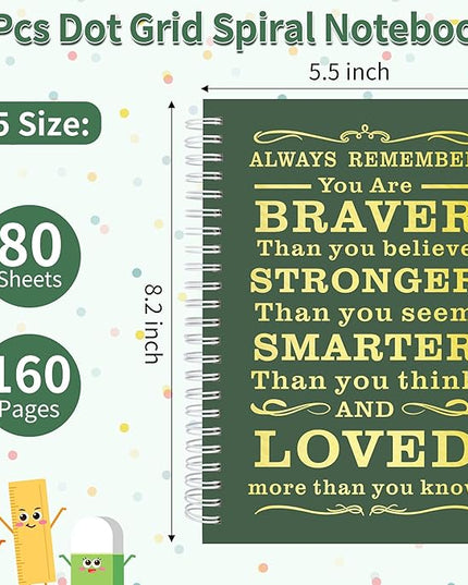 2Pcs Spiral Dotted Notebook,Inspirational Gifts A5 Dot Grid Spiral Notebook for Work & Sketching,Perfect for Office School Home Supplies,160 Pages (2, Dot Grid Dark green)