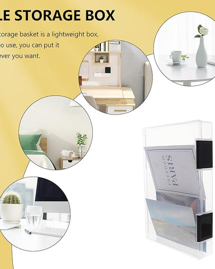 A5 Plastic File Storage Container Thickened Document Organizer Box with Dustproof Lid, Portable Office Desktop Storage Holder for Files and Papers
