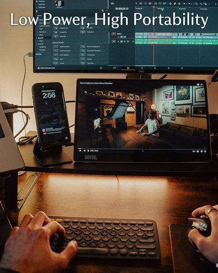 SOTSU FlipAction Go 14" Premium Portable Monitor SFA14PMMG | Robust but Lightweight | Tempered Glass Cover | 1080p | 400 Nits | 100% sRGB | 5W | Super Versatile | USB C or Mini HDMI