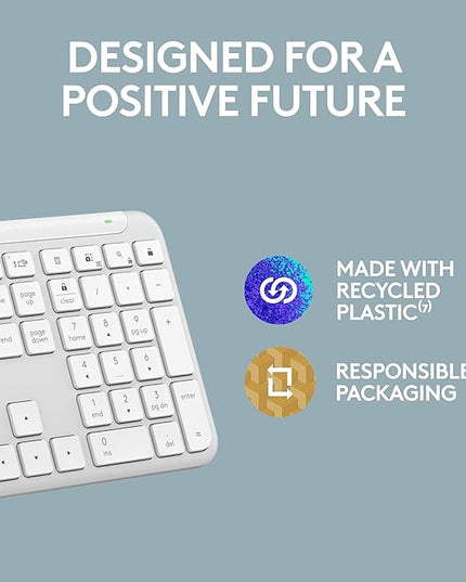 Logitech Signature Slim K950 Wireless Keyboard, Sleek Design, Switch Typing Between Devices, Quiet Typing, Bluetooth, Multi-OS, Windows, Mac, Chrome - Off-White