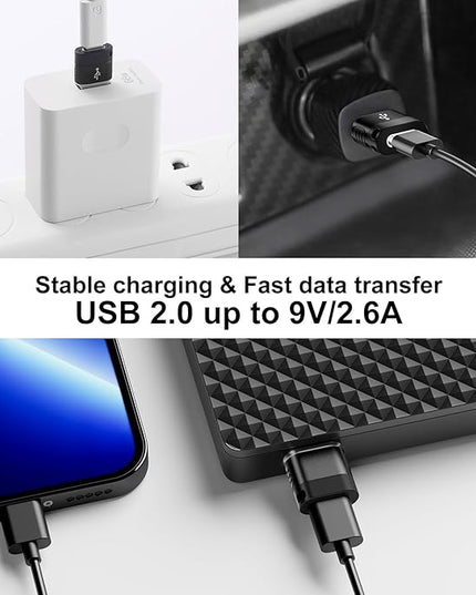 USB to USB C Adapte 6-Pack,Type C Female to A Male,USB A to C Adapter Type-C Charger Cable Converter for iPhone 17 16 15 14 Plus Pro Max,iPad Pro Air 4 Mini 6,Samsung S25 S24 S23