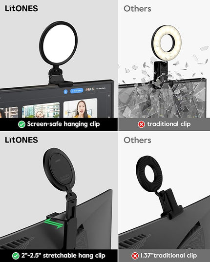 Computer Zoom Lighting for Video Conference, 5" Eye-Caring Ring Light with 50 Modes CRI>97.8, 3000K-6500K for Video Recording/Streaming/Selfie, Desk Lights for Phone/Laptop/Webcam/Monitor