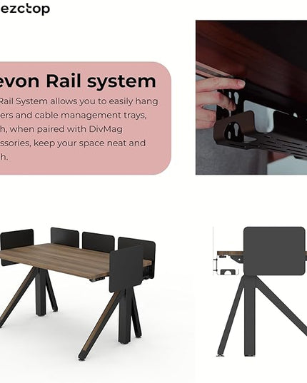 DEZCTOP Revon Elite Electric Standing Desk, 47.2" x 27.6" Large Work Surface, Height Adjustable (25.6"-51.2"), Sturdy Keel Frame, with Magnetic Modular System, Anti-Collision, Walnut for Home Office