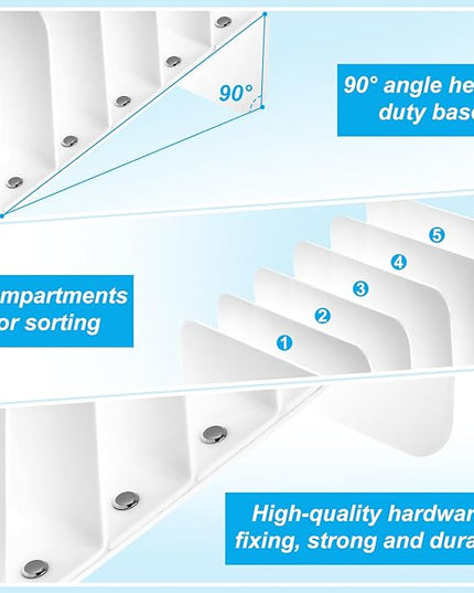 Chunful Acrylic Desk Organizer, 5 Section Desk File Holder Sorter Stand Rack Vertical Organizer Desktop Vinyl Storage Display for Record Album Book Magazine Document Home Office(White)