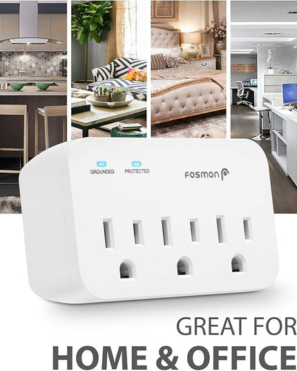 Fosmon Refrigerator Surge Protector, 3 Outlet Heavy Duty Appliance Surge Protector with High Joules for Fridge, Microwave, Washing Machine, Garage Door, 1200J, 1875 Watts, 3 Prong, ETL Listed