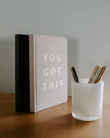 Sweet Water Decor Cute Motivational Lined Composition Notebook for Women, 100 Ruled Pages for Writing, Diary with Fabric Inspirational Cover (You Got This)