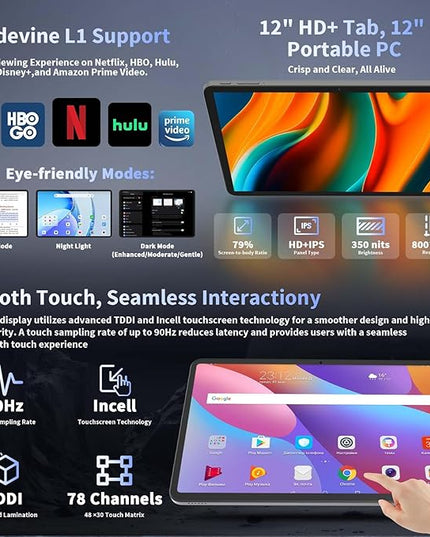 2025 12 Inch Tablet, Android 15 Tablets with Keyboard, 24GB+256GB+2TB Expand, 2K Display, Tablet PC with 5G WiFi, Octa-Core, 8000mAh, BT5.0, GMS, GPS, 2 in 1 Tablets with Case, Mouse, Stylus(Pink)
