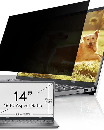 Laptop Privacy Screen 14 Inch for HP Dell Acer Asus Lenovo Thinkpad Envy Xps, 16:10 Aspect IPROKKO Removable 14in Anti Blue Light Glare Privacy Filter Shield, Anti Spy Computer Monitor Security