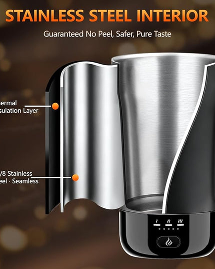 Self-Heating Coffee Mug, 14oz Heated Coffee Mug Rechargeable - Temperature Control Cup Keep Drinks Hot, Smart Cup Great Gift for Women & Slow Sippers